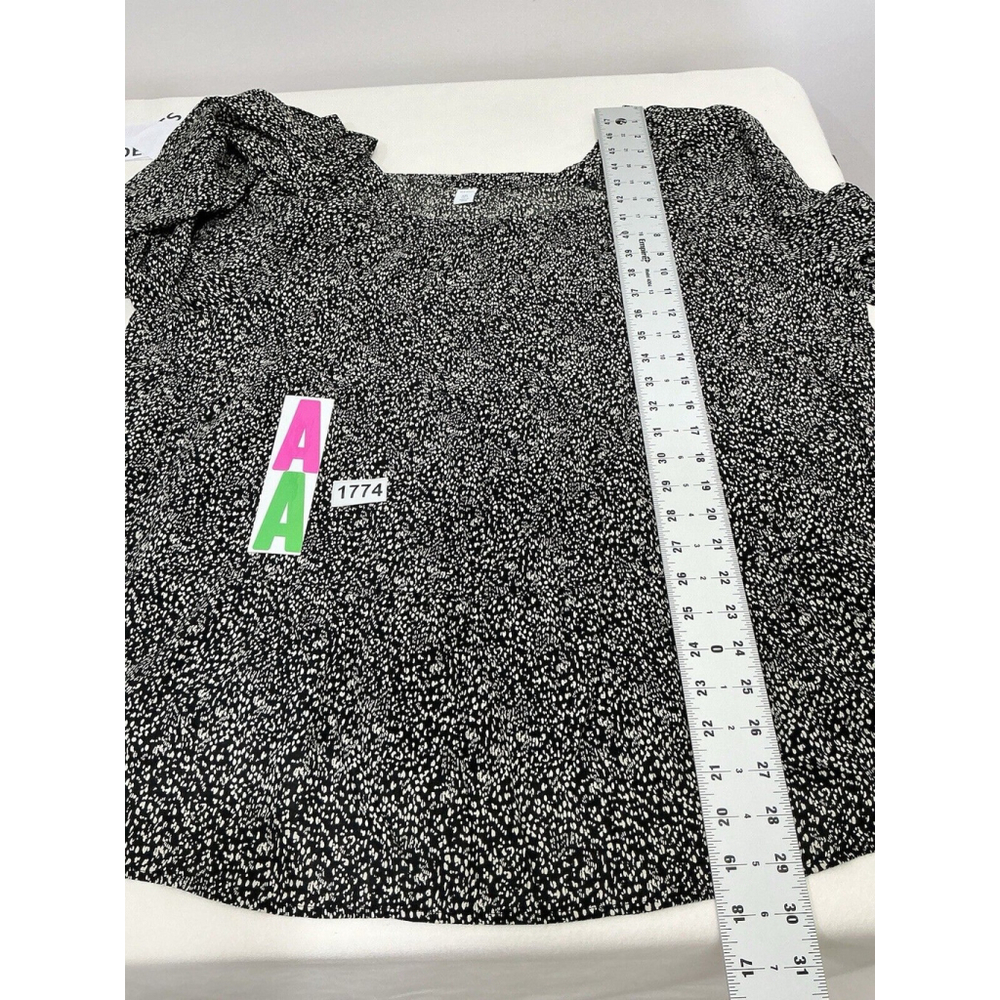 Womans Old Navy Black White Long Sleeve Square Neck & Back Blouse Xxl Tall - Picture 6 of 7